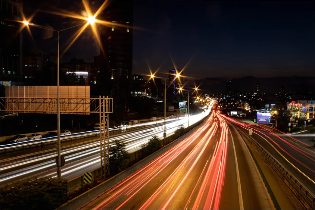 Detail Highway At Night Long Exposure Light Trails Number 14