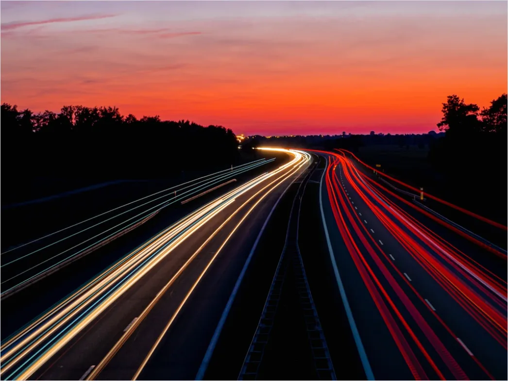 Detail Highway At Night Long Exposure Light Trails Number 16