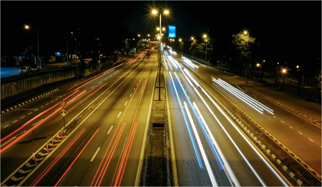 Detail Highway At Night Long Exposure Light Trails Number 17