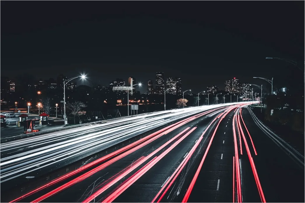 Detail Highway At Night Long Exposure Light Trails Number 19