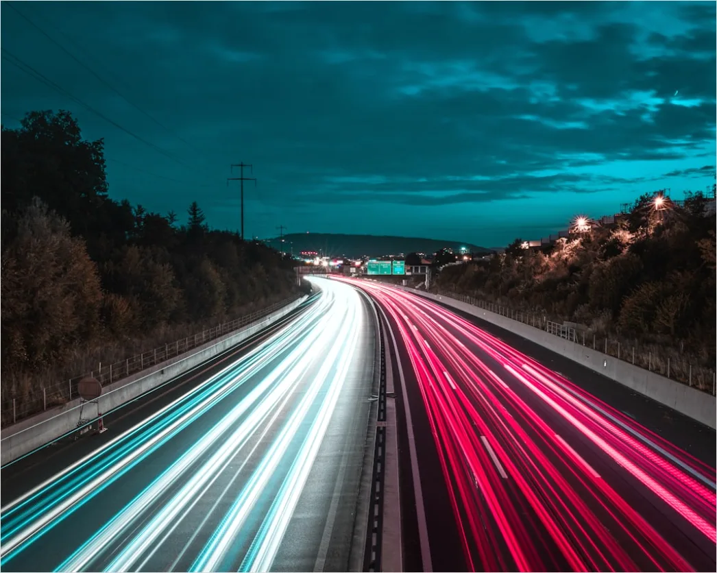 Detail Highway At Night Long Exposure Light Trails Number 20
