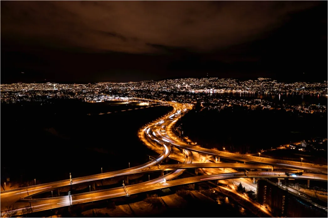 Detail Highway At Night Long Exposure Light Trails Number 10