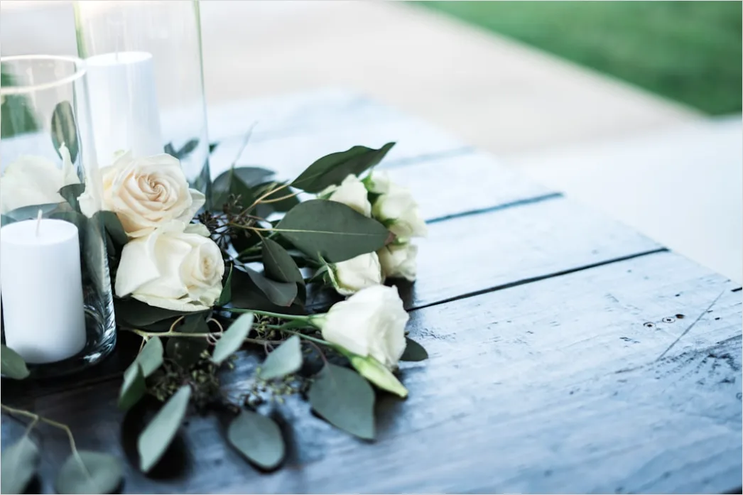 Detail Hochzeit Tischdekoration Elegant Kerzen Blumen Number 11