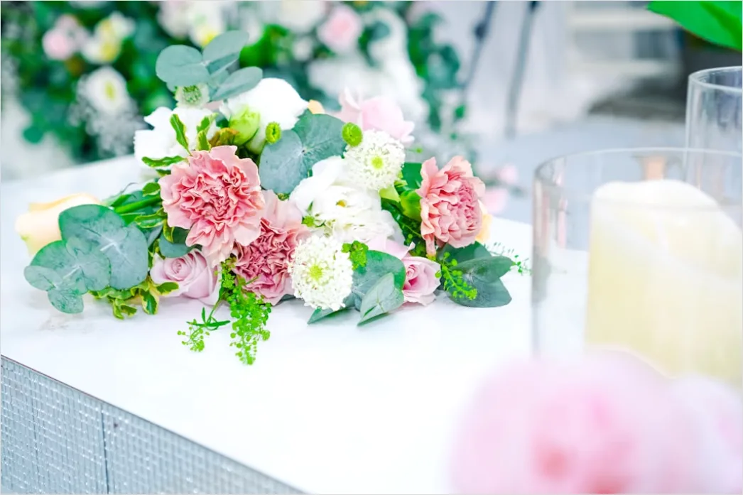 Detail Hochzeit Tischdekoration Elegant Kerzen Blumen Number 15