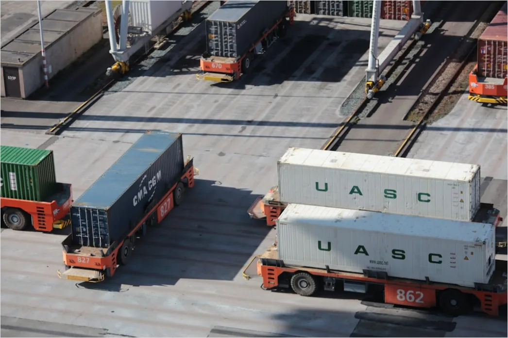 Intermodal Transport Container Ship And Train 8239
