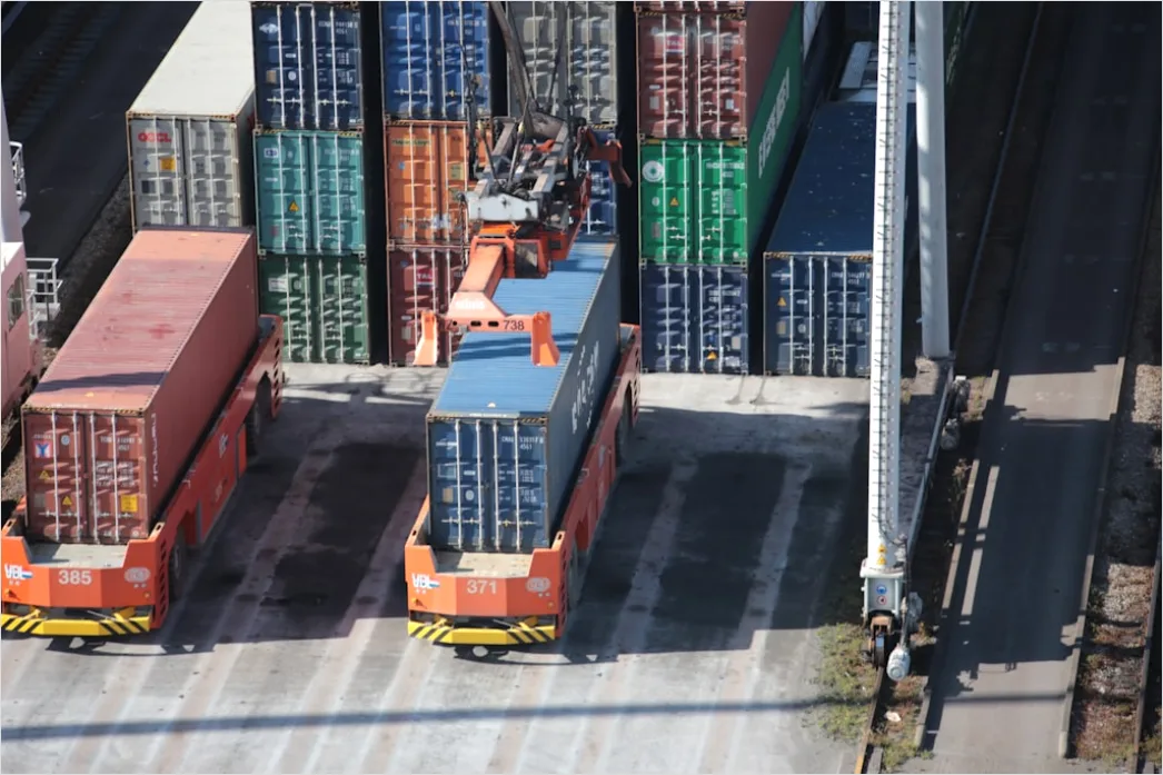 Detail Intermodal Transport Container Ship And Train Number 8