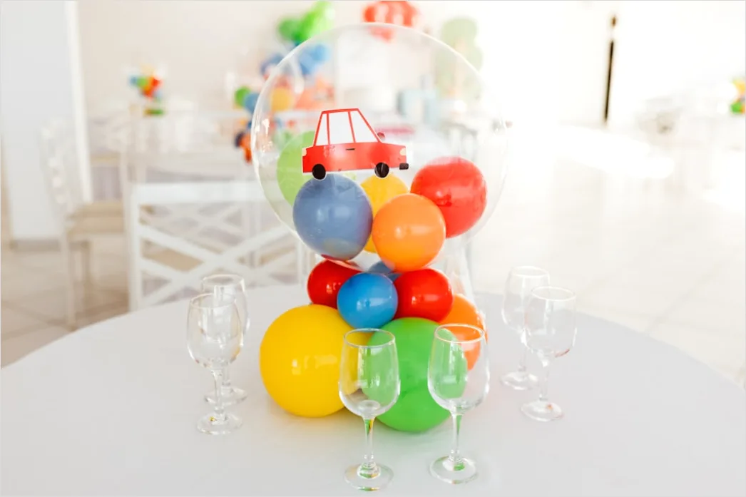 Detail Kindergeburtstag Dekoration Bunt Luftballons Tisch Number 2