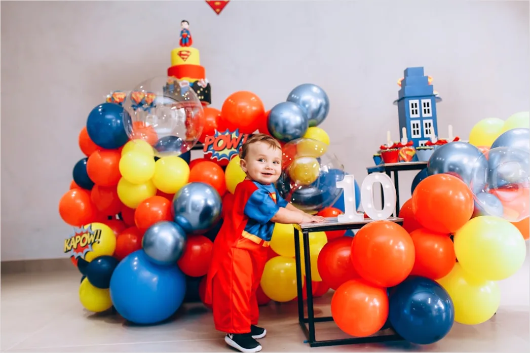 Detail Kindergeburtstag Dekoration Bunt Luftballons Tisch Number 12