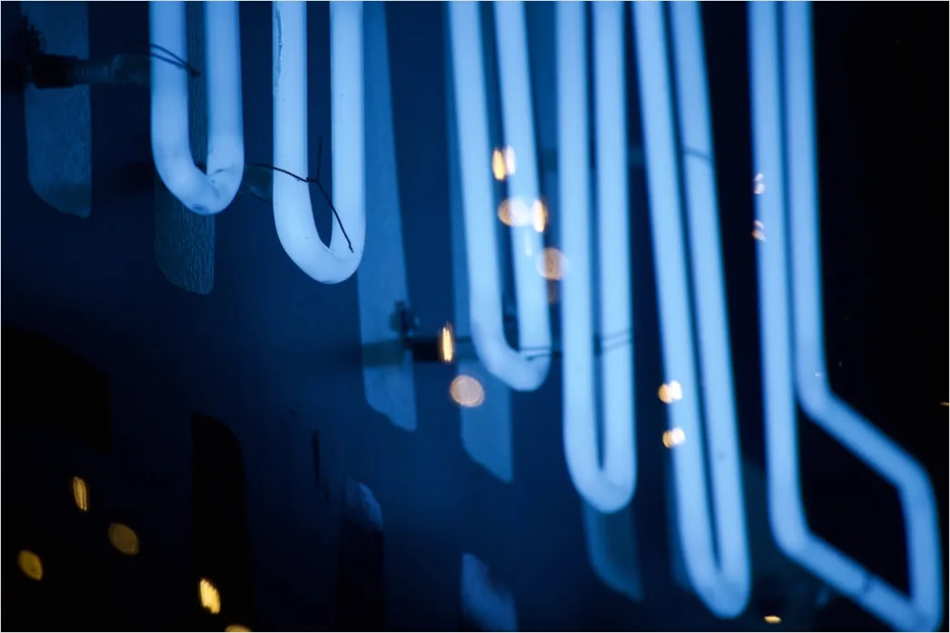Detail Leuchtendes Neon Gitter Abstrakt Hintergrund Blau Number 14