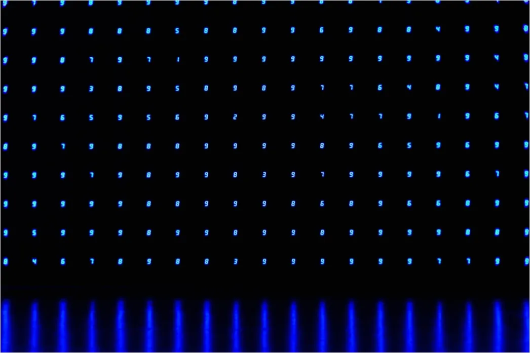 Detail Leuchtendes Neon Gitter Abstrakt Hintergrund Blau Number 8