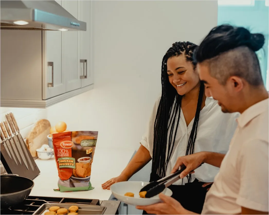 Detail Lifestyle Portrait Couple Cooking Together Kitchen Number 2