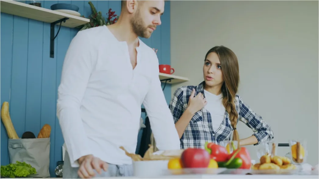 Detail Lifestyle Portrait Couple Cooking Together Kitchen Number 15