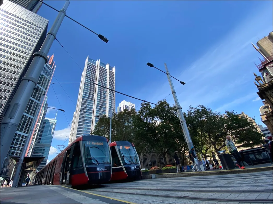 Detail Light Rail Tram Moving Through City Center Number 2