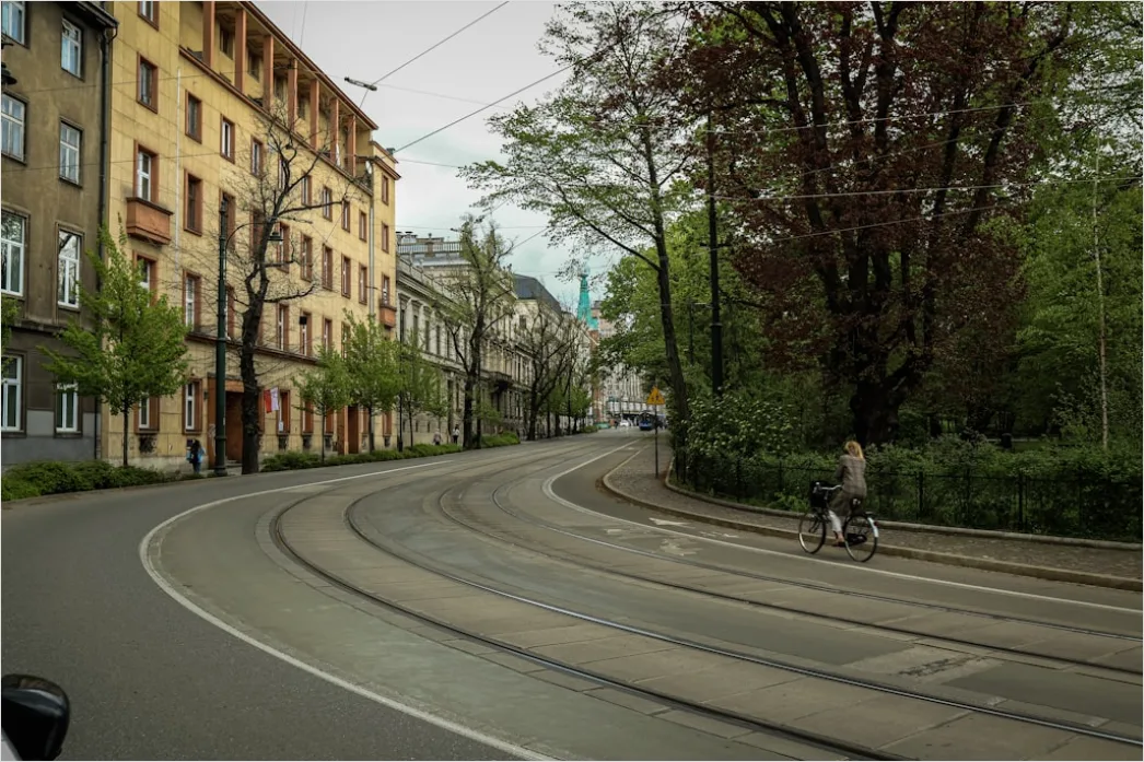 Detail Light Rail Tram Moving Through City Center Number 14