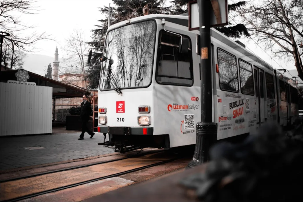 Detail Light Rail Tram Moving Through City Center Number 16