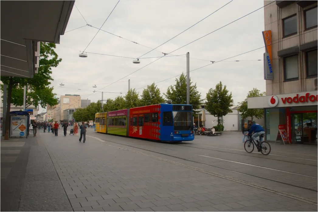 Detail Light Rail Tram Moving Through City Center Number 19