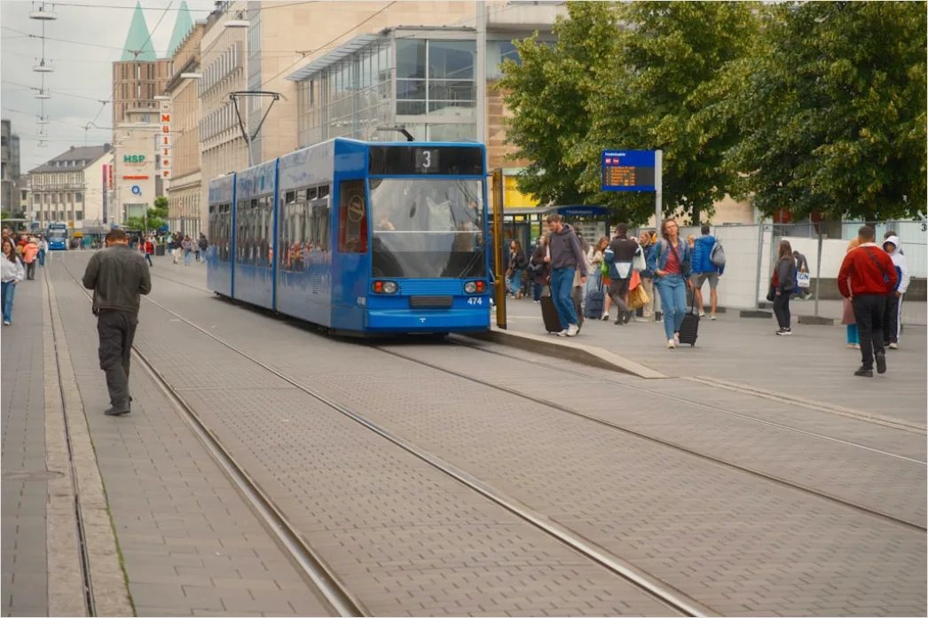 Detail Light Rail Tram Moving Through City Center Number 3