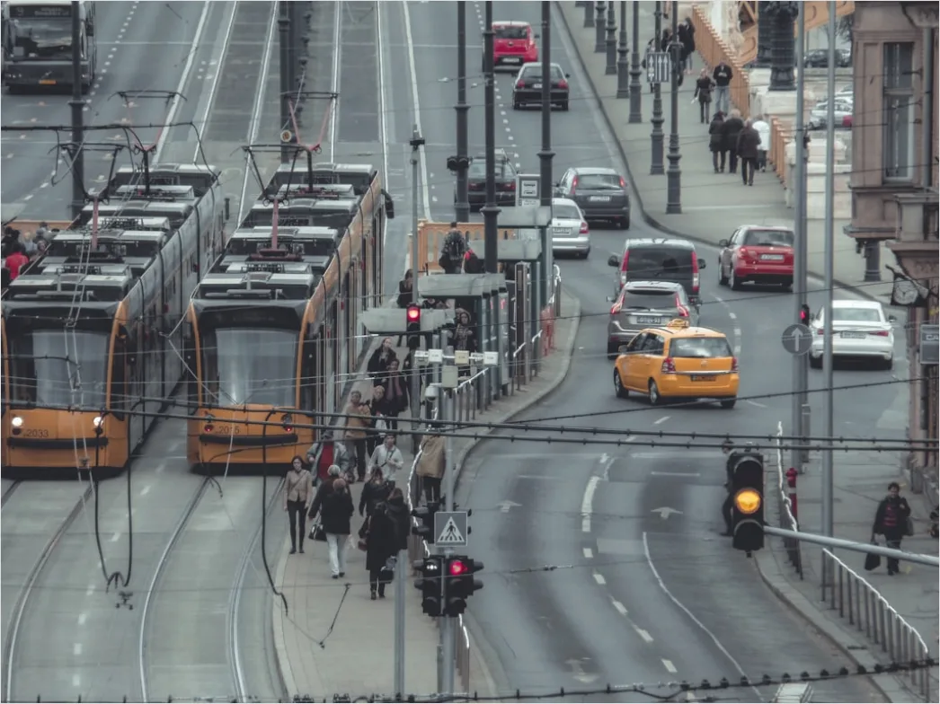 Detail Light Rail Tram Moving Through City Center Number 8