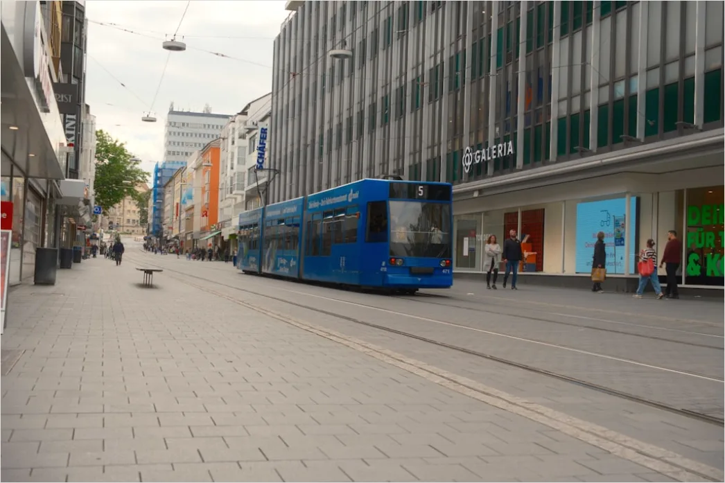 Detail Light Rail Tram Moving Through City Center Number 10