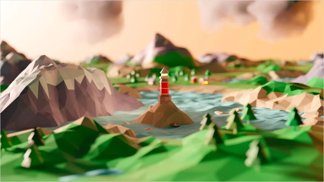 Low Poly Abstrakt Geometrisch Berg Landschaft 06b4
