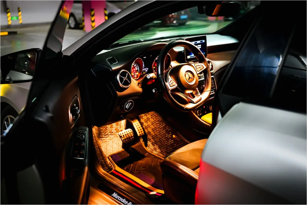 Detail Luxury Car Interior Ambient Lighting Night Number 16