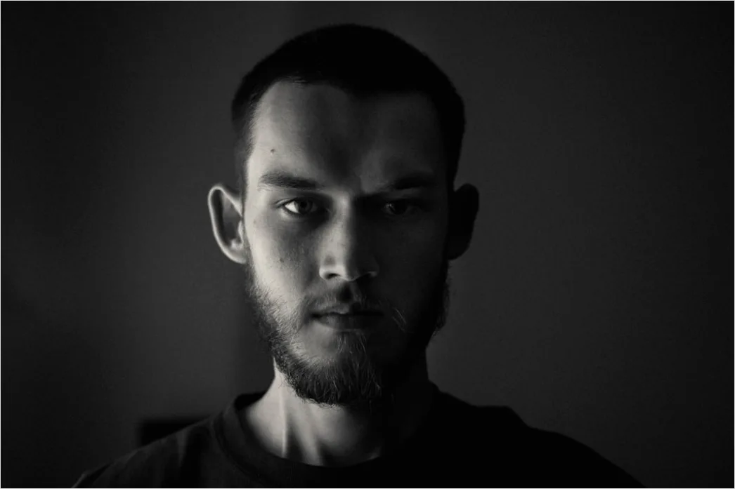 Detail Man Portrait Serious Expression Black And White Number 11