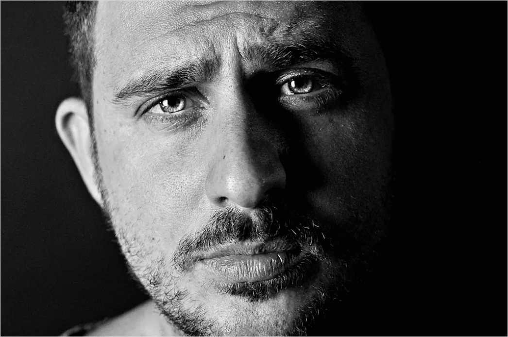 Detail Man Portrait Serious Expression Black And White Number 18