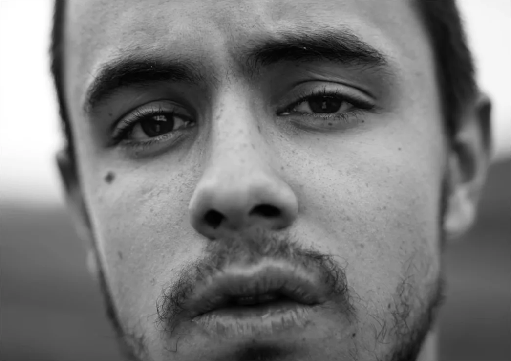 Detail Man Portrait Serious Expression Black And White Number 19