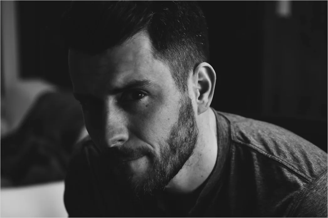 Detail Man Portrait Serious Expression Black And White Number 4