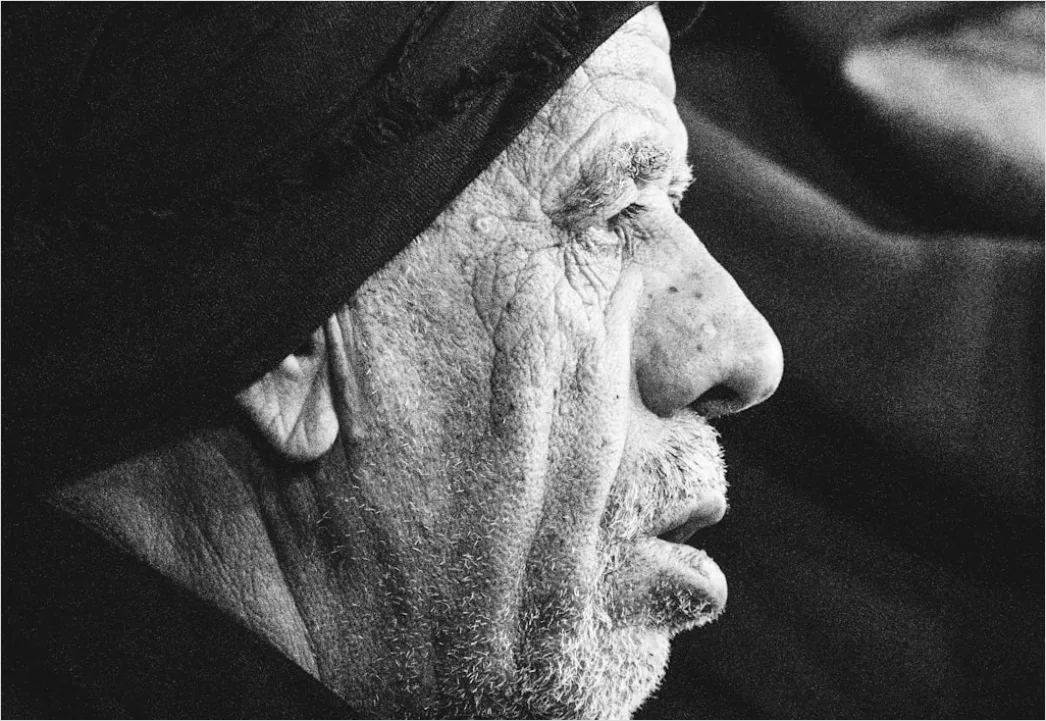 Detail Man Portrait Serious Expression Black And White Number 9