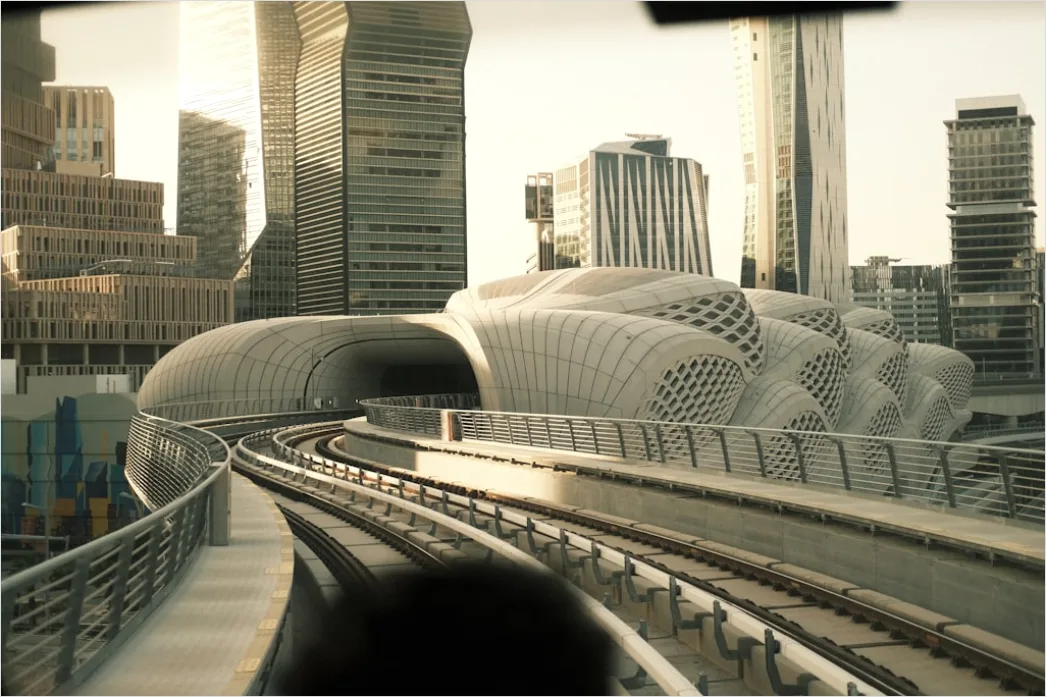 Monorail System Futuristic City Aerial View Eeb2