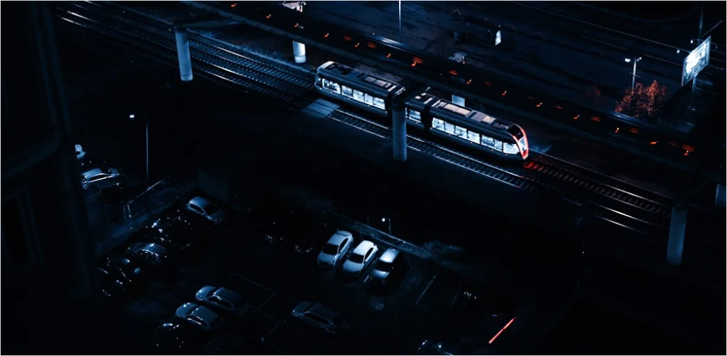 Detail Monorail System Futuristic City Aerial View Number 11
