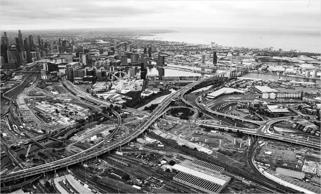 Detail Monorail System Futuristic City Aerial View Number 15