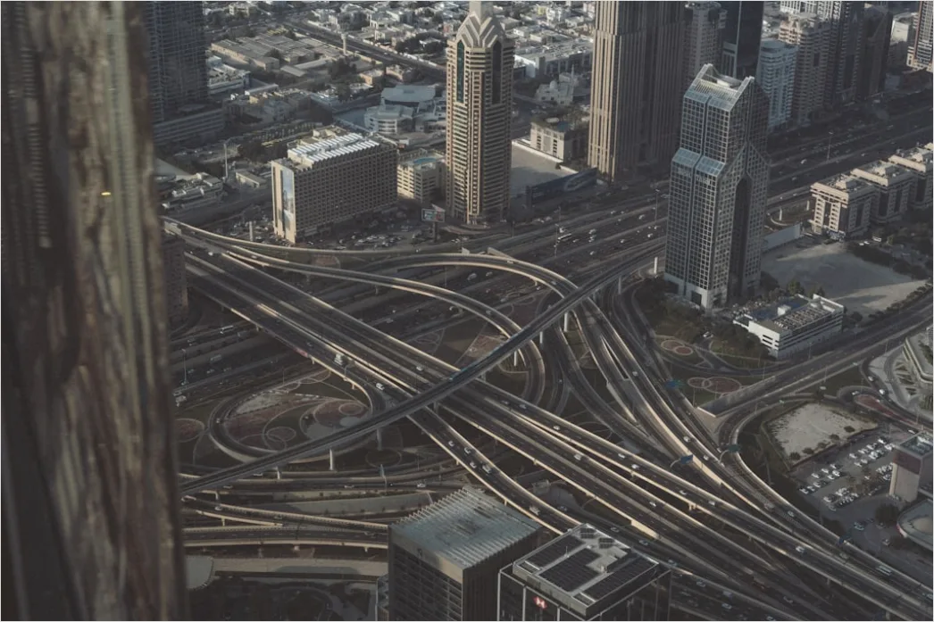 Detail Monorail System Futuristic City Aerial View Number 18