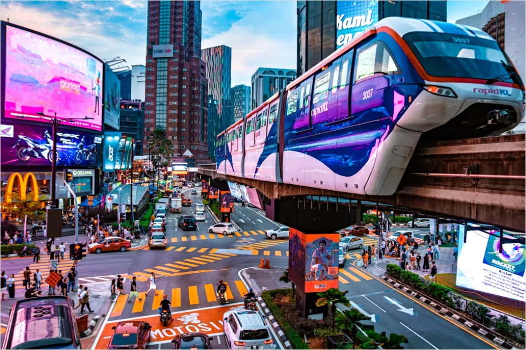 Detail Monorail System Futuristic City Aerial View Number 19
