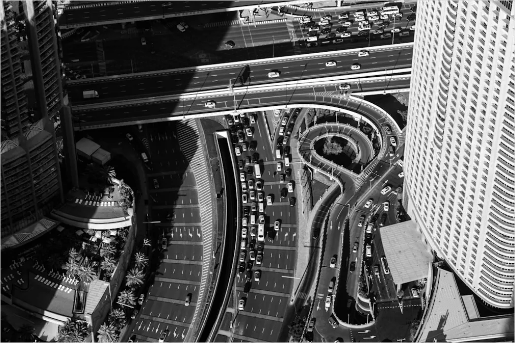Detail Monorail System Futuristic City Aerial View Number 3