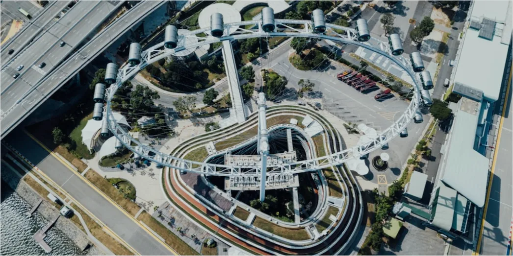 Detail Monorail System Futuristic City Aerial View Number 4