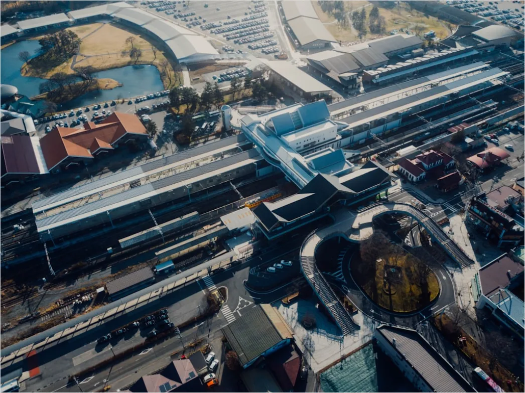 Detail Monorail System Futuristic City Aerial View Number 9