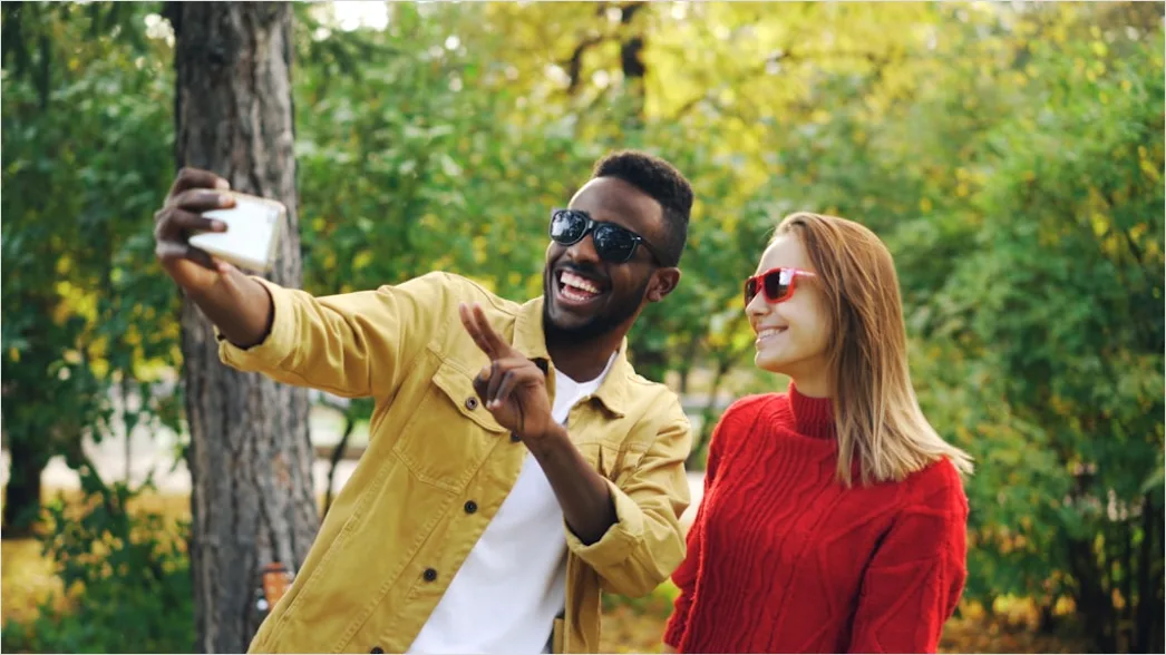 Detail Multiracial Couple Portrait Happy Smiling Outdoor Number 4