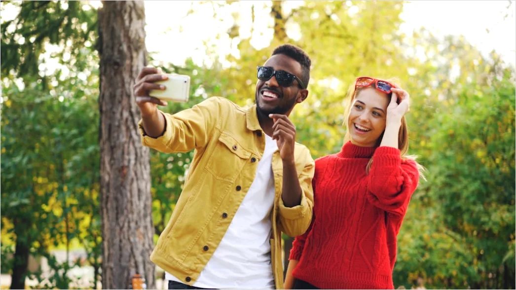 Detail Multiracial Couple Portrait Happy Smiling Outdoor Number 5