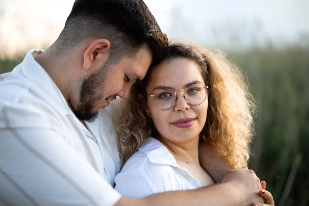 Detail Multiracial Couple Portrait Happy Smiling Outdoor Number 7