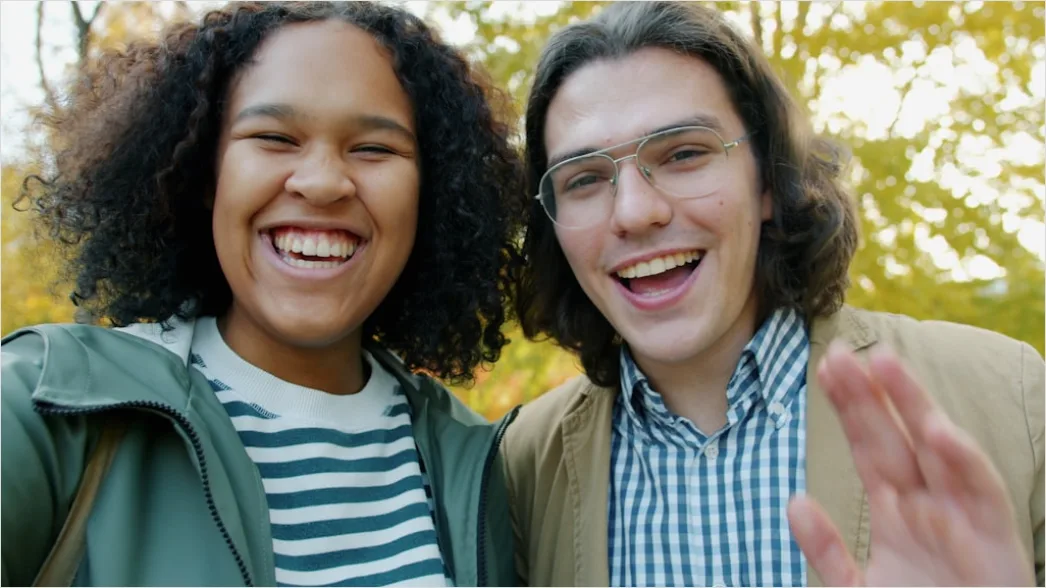 Detail Multiracial Couple Portrait Happy Smiling Outdoor Number 10