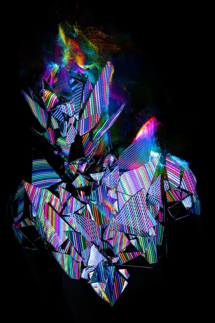 Detail Neon Explosion Abstrakt Farben Hintergrund Dunkel Number 20