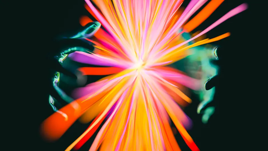 Detail Neon Explosion Abstrakt Farben Hintergrund Dunkel Number 7