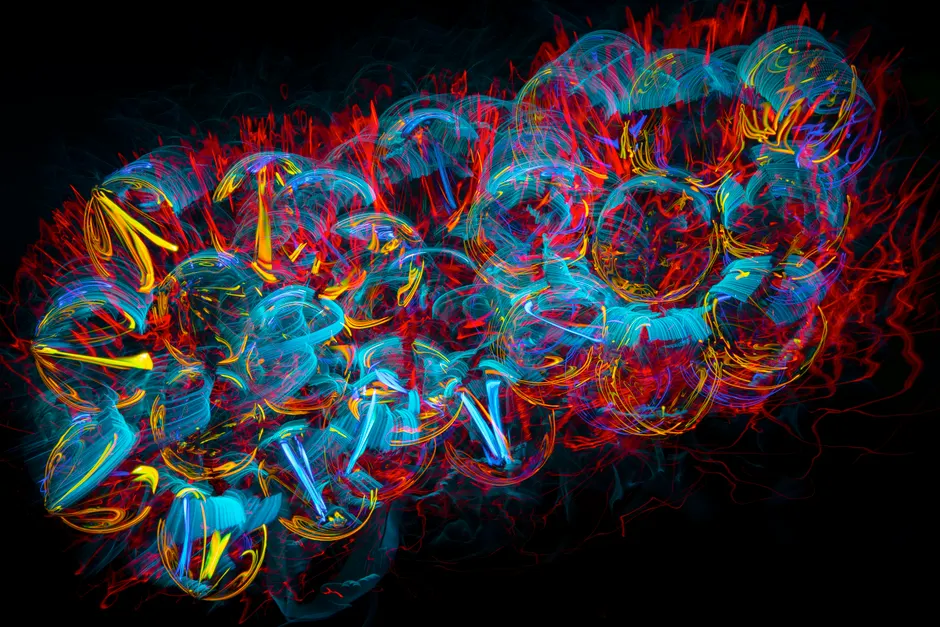 Detail Neon Explosion Abstrakt Farben Hintergrund Dunkel Number 9
