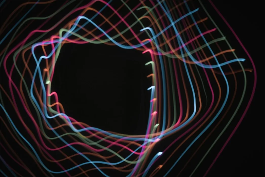 Detail Neon Wave Abstrakt Leuchtend Hintergrund Schwarz Number 10