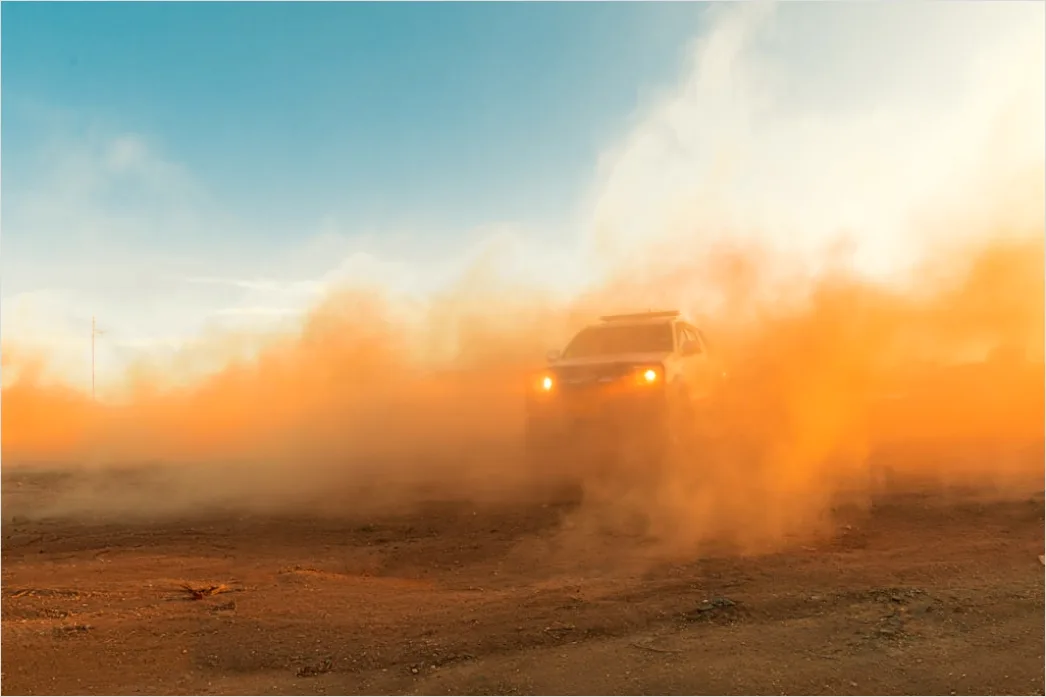 Detail Off Road Vehicle Dust Cloud Action Shot Number 17