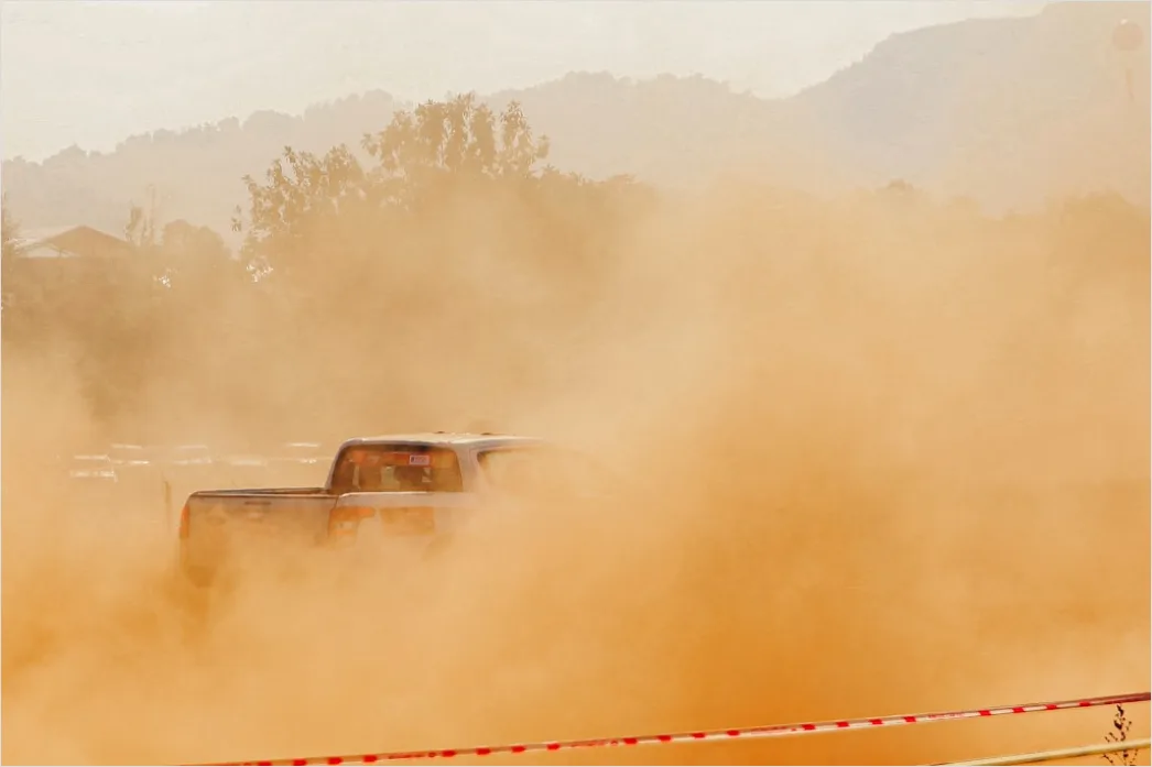 Detail Off Road Vehicle Dust Cloud Action Shot Number 18