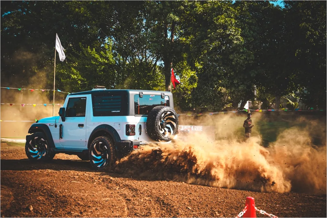 Detail Off Road Vehicle Dust Cloud Action Shot Number 5
