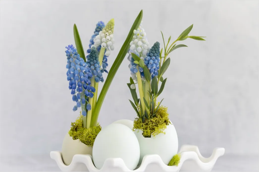 Osterdekoration Tisch Blumen Eier Fruehling D1fb